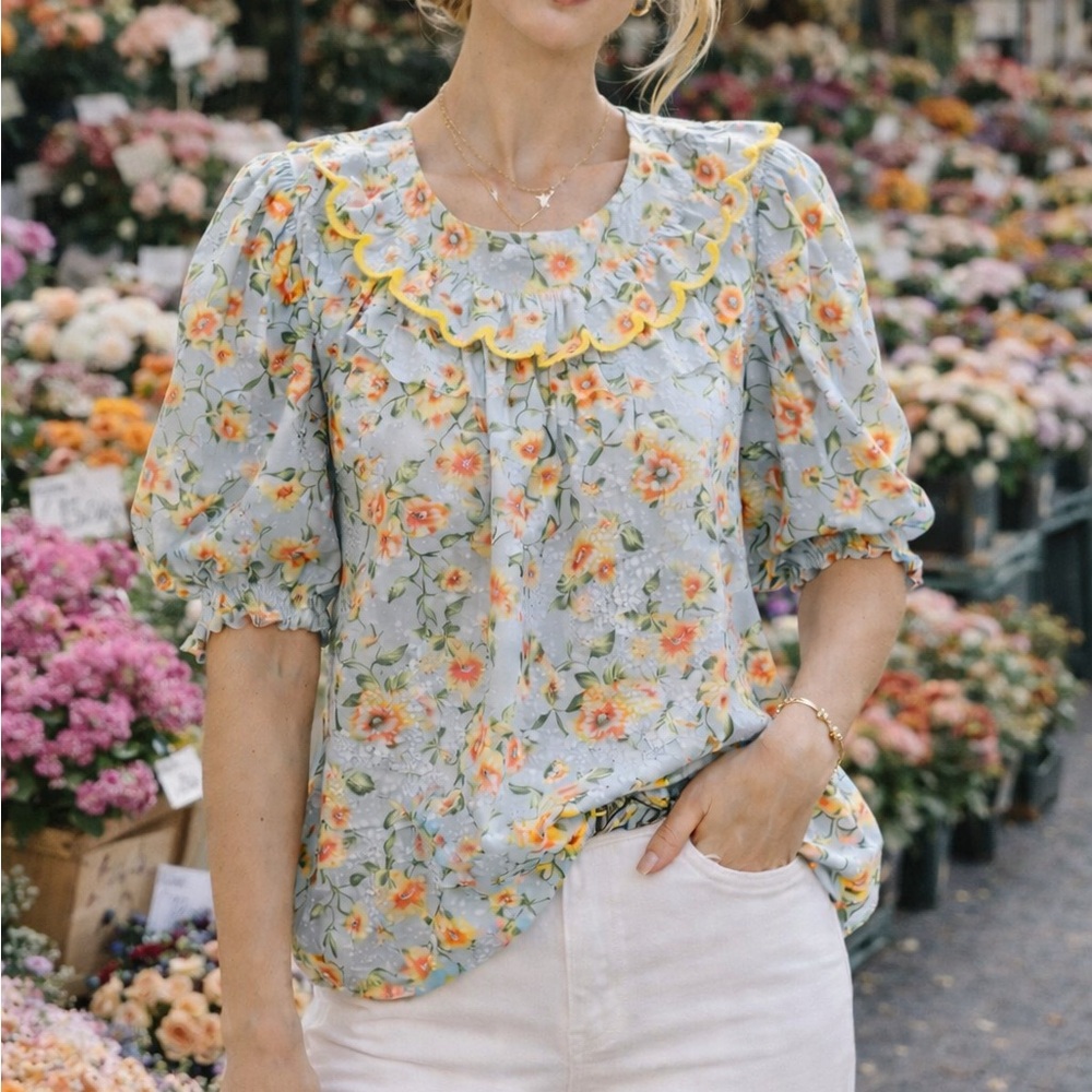 CROSBY by Mollie Burch ‘Frances’ Top | Garden Party Floral | NWT | Size L